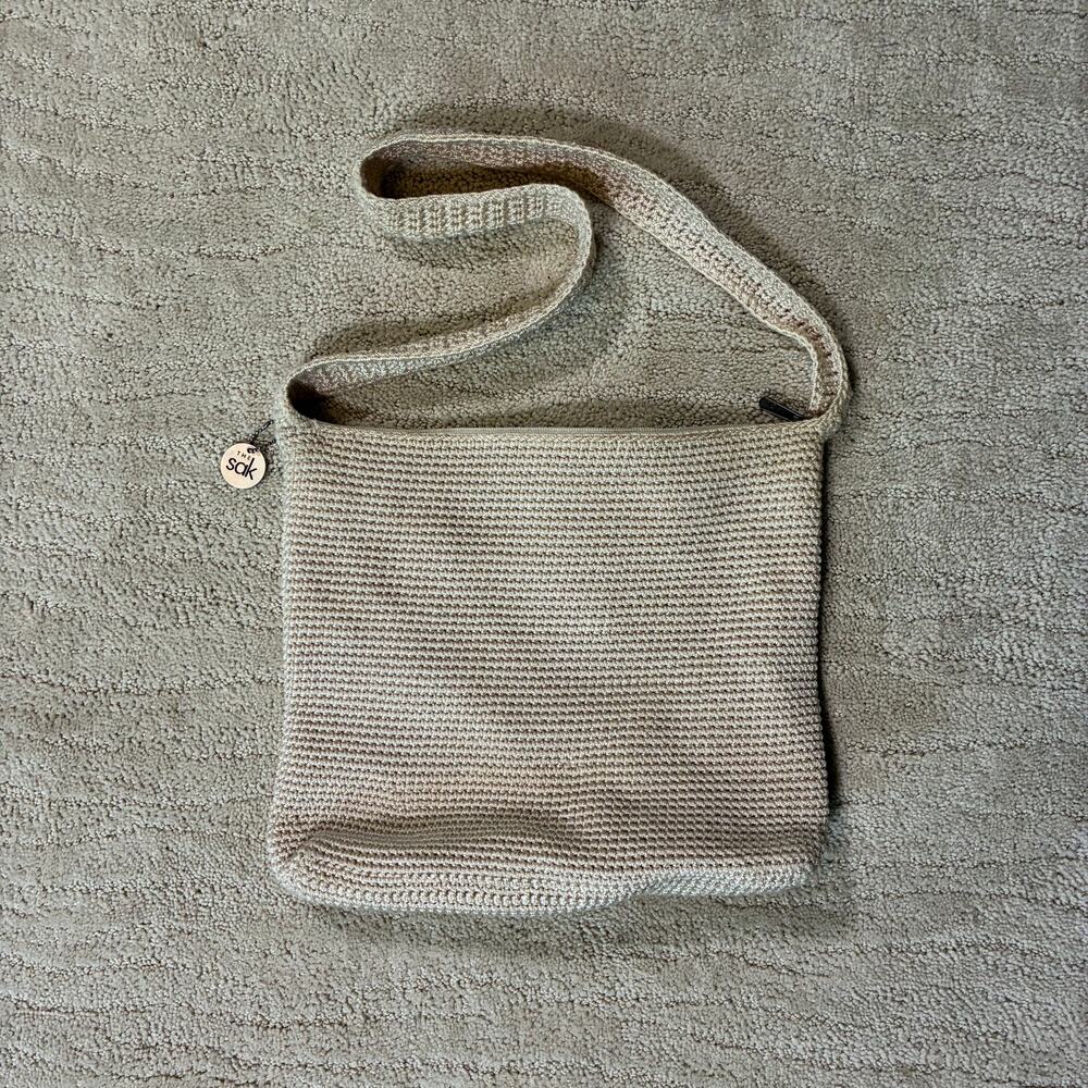 The Sak Cream Crochet Knit Shoulder Bag Coastal Y2K Boho Sling Purse Neutral
